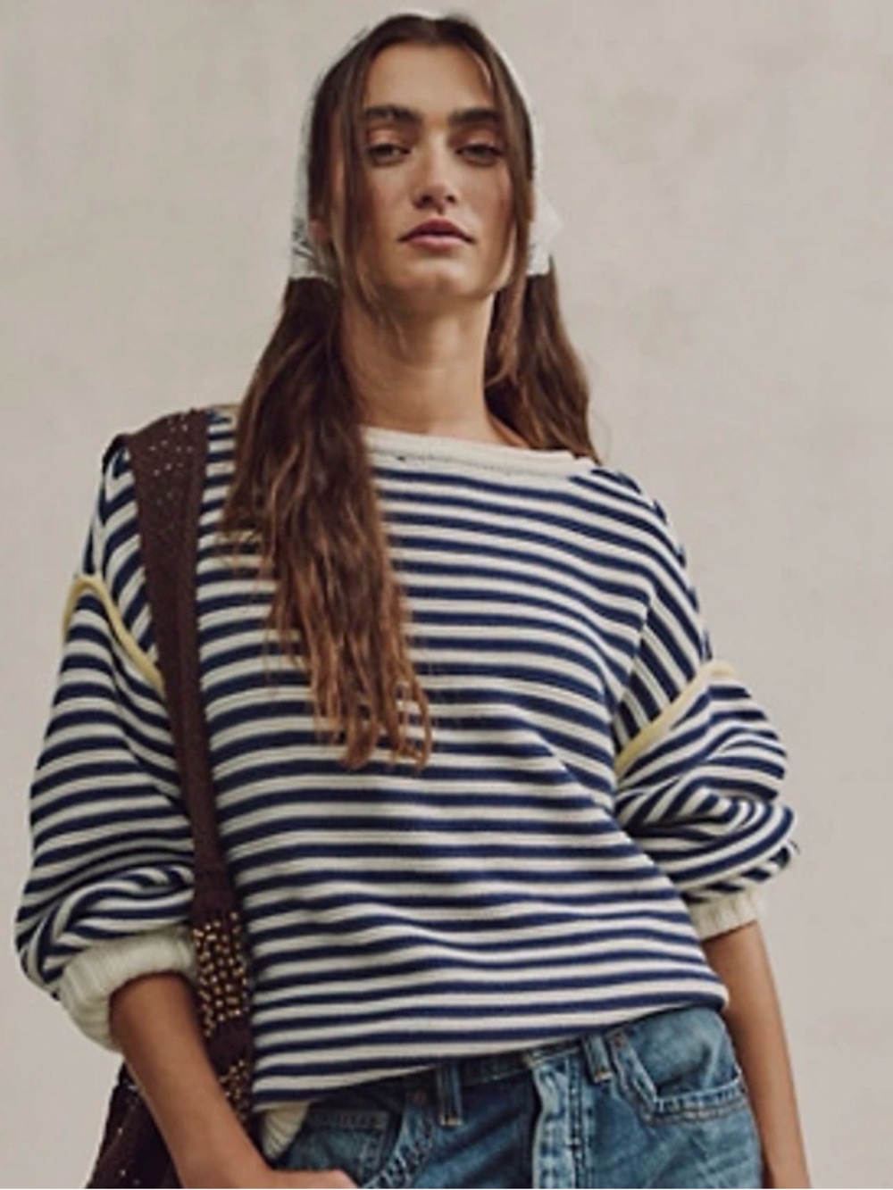 Free People We The Free Asher Pullover. NWT. White combo